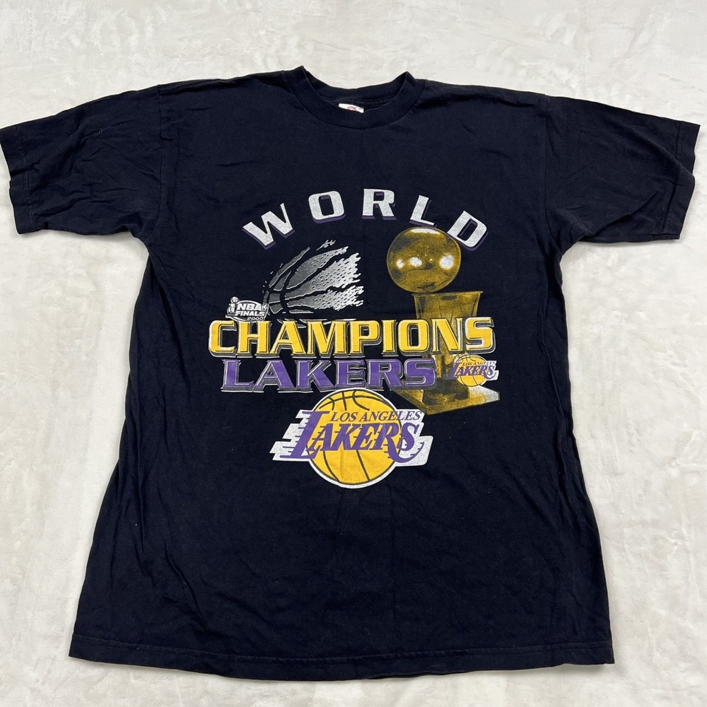 Superior T-Shirt Mens Large Black 2000 NBA Champions Lakers Kobe Shaq Graphic